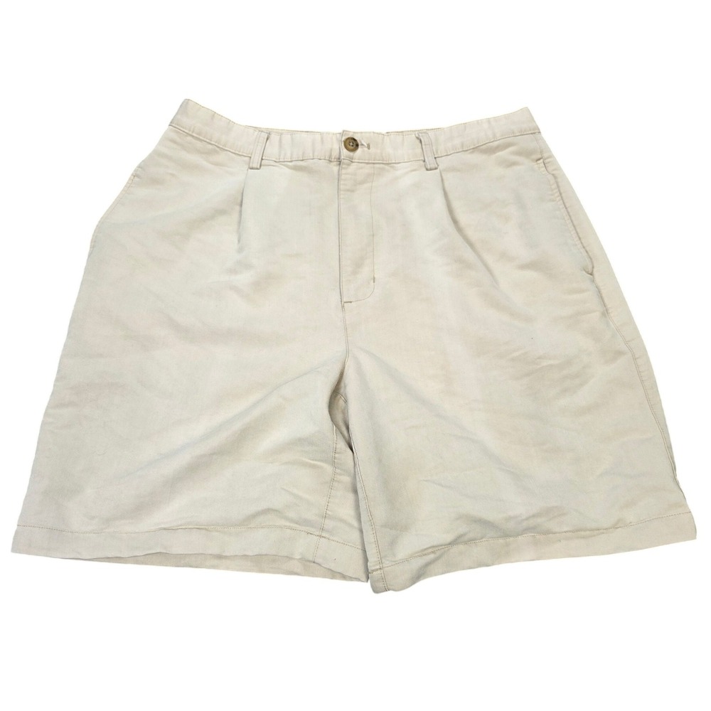 Chaps Golf‎ Pleated Shorts Men's Size 34 Tan Beige Rayon Blend Casual Golfing